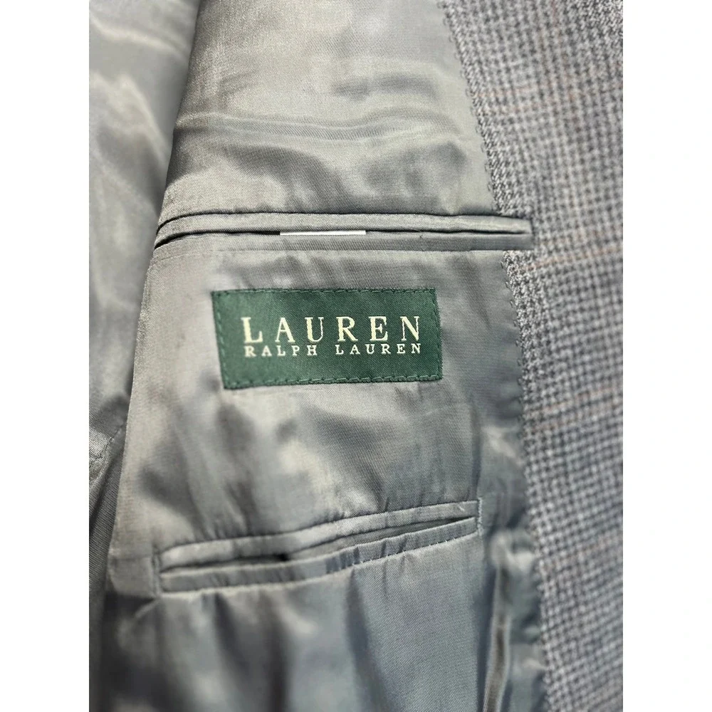 Lauren Ralph Lauren Mens 50R Silk Wool‎ Blazer Grey Houndstooth Sport Coat 50 R